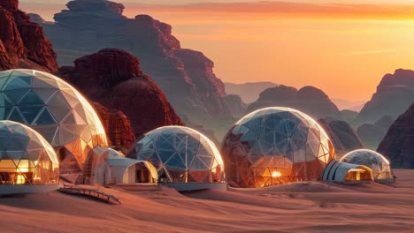 un grupo de cúpulas en el medio de un paisaje desértico