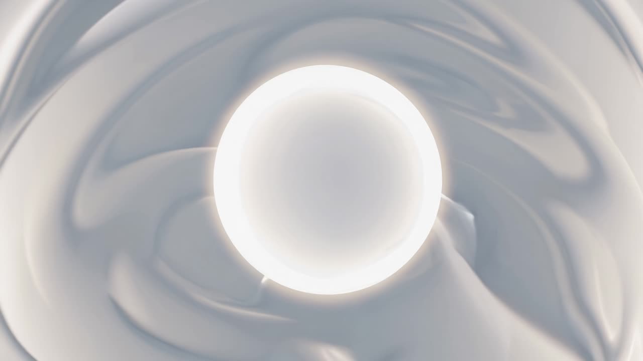 Abstract swirl with a glowing white circle. The circle is central, surrounded by smooth