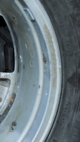 close-up of a vehicle tire and mudguard
