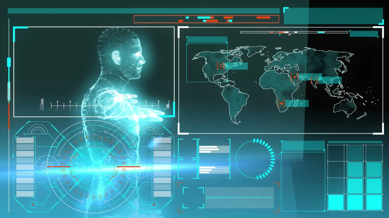 검은 배경에 대한 디지털 인터페이스