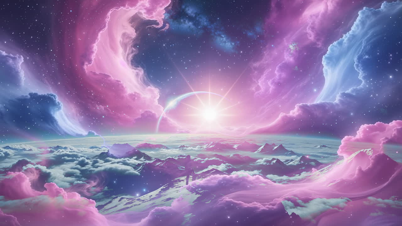 Ethereal Cosmic Landscape with Radiant Light