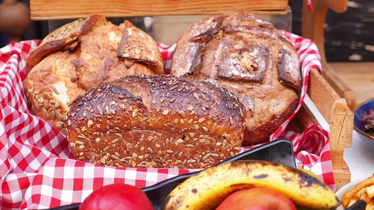Artisan Bread and Fruit Display
