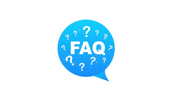 Bannière FAQ (Foire Aux Questions). Ordinateur avec icônes de questions. Animation graphique