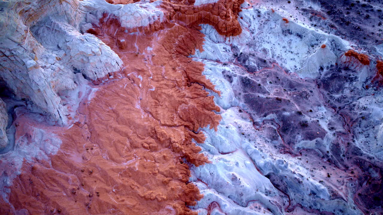 Drone shot of the crazy rock formations of different colors near page Arizona