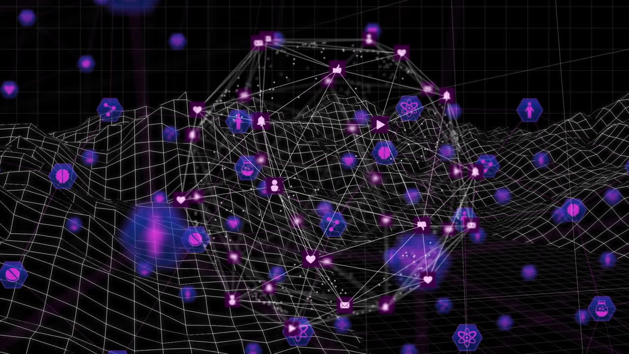 Animation of network of connections in digital space