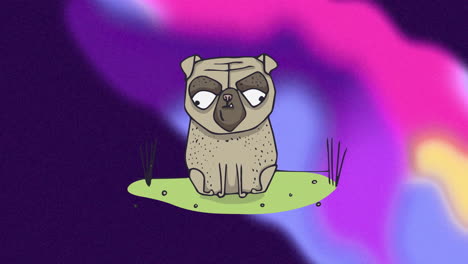 animation of cute brown dog on colourful background