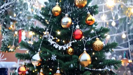 christmas tree decorated with ornaments and lights