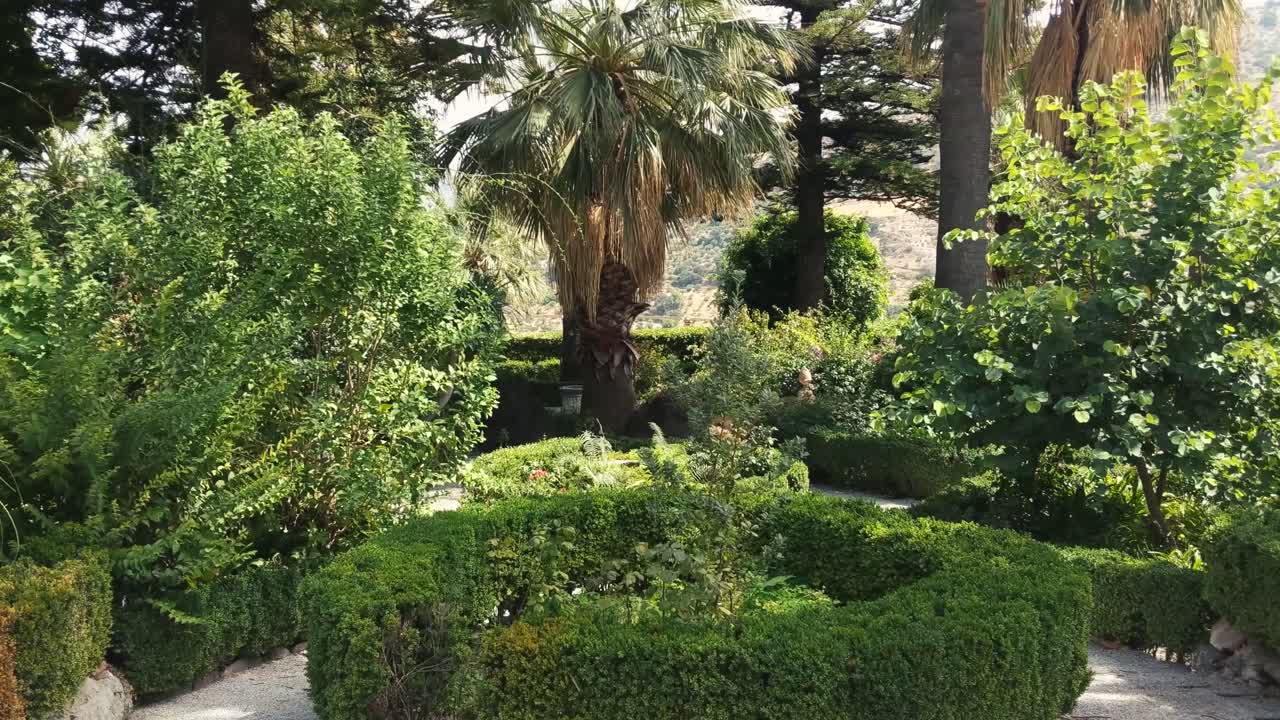 Entering the beautiful Spanish garden.