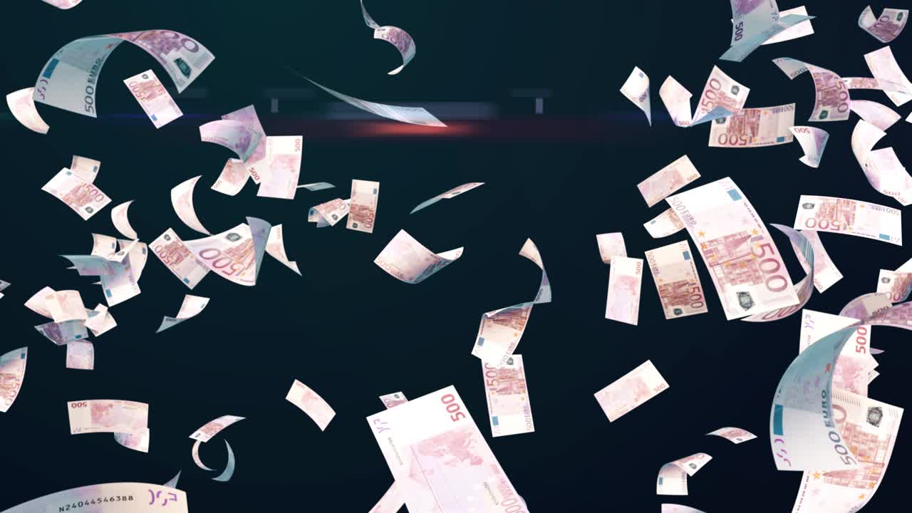 500 유로 지폐가 떨어지는 스 비디오