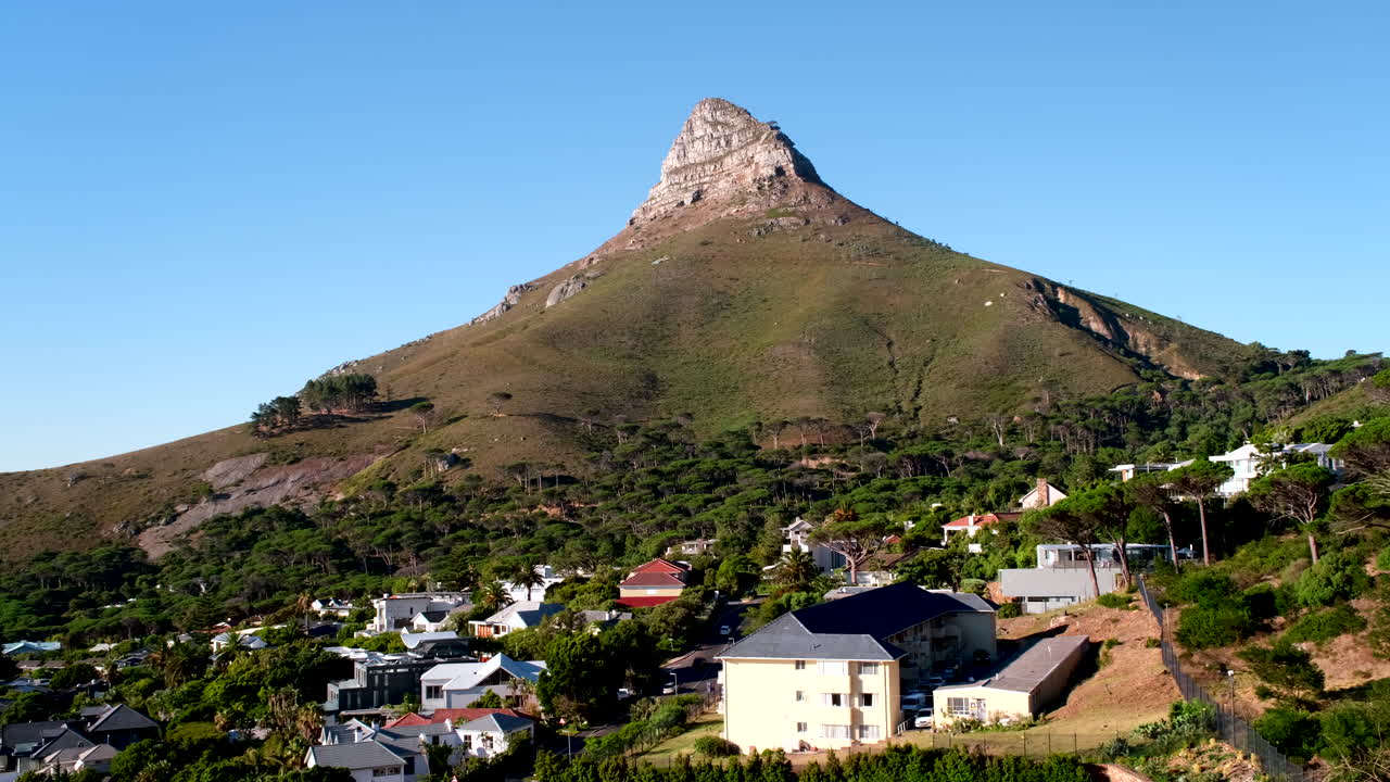 Pan shot reveals iconic landmark of Lion's Head in Cape Town, South Africa