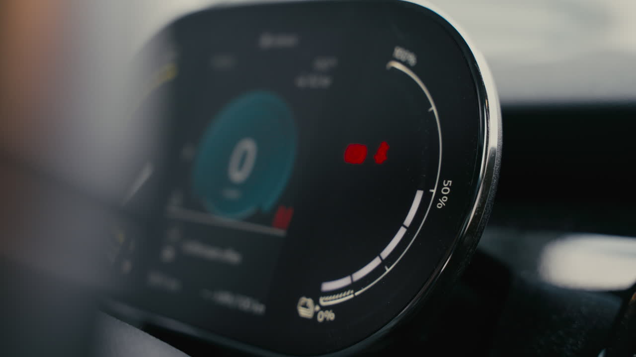 Close-up of a modern car dashboard display
