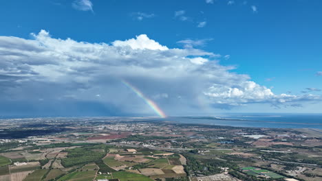 Bird's-eye-charm:-Montpellier,-vineyards,-hints-of-Mediterranean,-and-rainbows