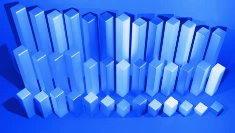 columnas abstractas como fondo de bucle abstracto para programas analíticos y transmisiones de noticias. fondo geométrico 3d como infografías abstractas. visualización de datos estadísticos en azul.