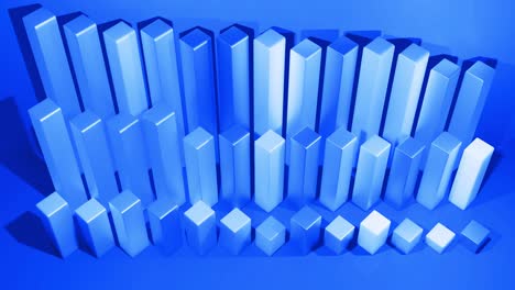 wiggling abstract columns as abstract looping background for analytical programs and news broadcasts. 3d geometric background as abstract infographics. visualization of statistical data in blue.