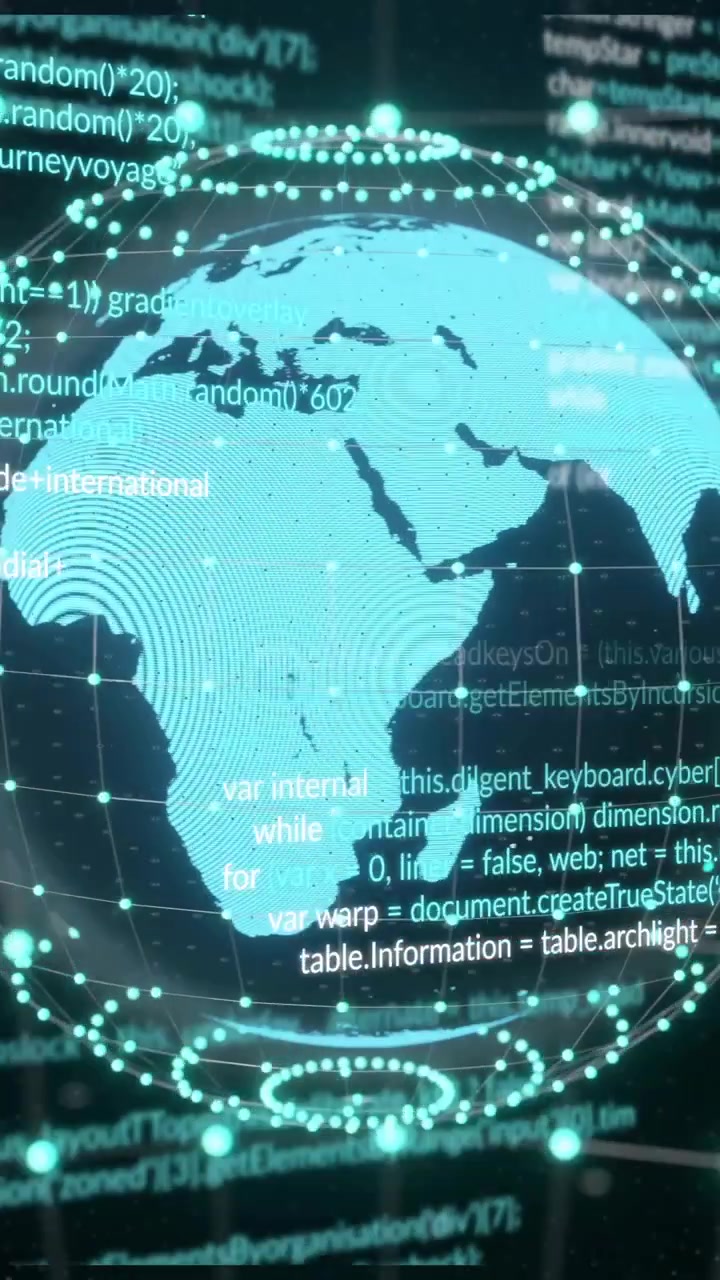 Animation of ai data processing over globe with connections