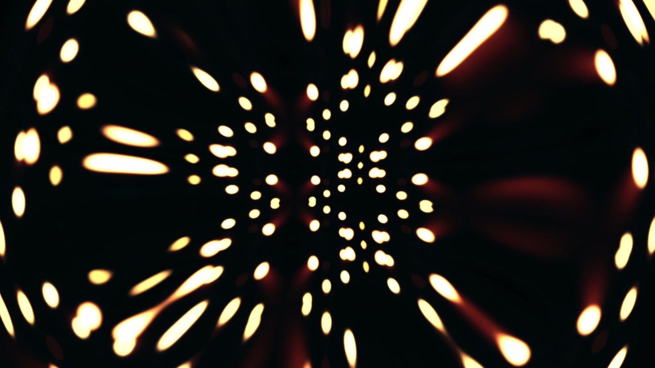 Golden light particles and bokeh effects expanding in a radial pattern, ideal for VJ mixing and psychedelic stage backgrounds.