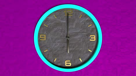 animación 3d de reloj de forma redonda en la pared. patrón sin costuras de tiempo en movimiento.