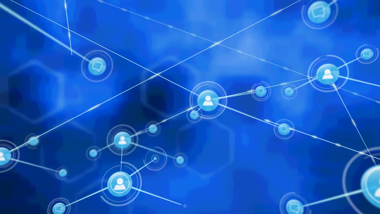 animación de la red de conexiones sobre fondo azul