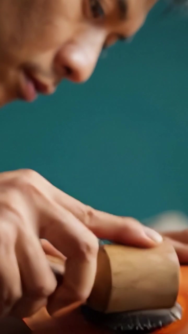 Craftsmanship in Action: A Skilled Artisan Works on Fine Leather Goods with Precision Tools and Attention to Detail, Showcasing the Artisanal Process of Leathercraft