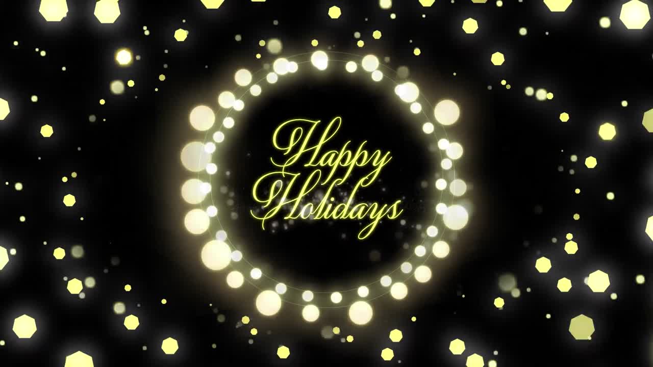 Animation of season's greetings text in christmas fairy lights frame on black background