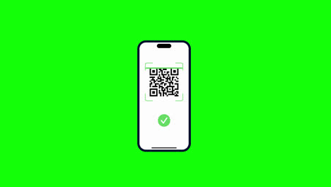 Telefon-Mit-QR-Code-Zum-Bezahlen-Scannen,-Symbolanimationsschleife,-Bewegungsgrafikvideo,-Transparenter-Hintergrund-Mit-Alphakanal