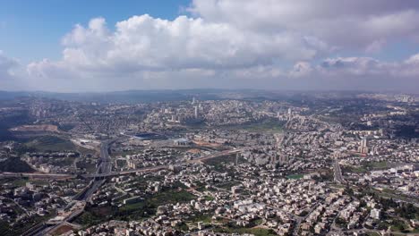 jerusalem city wide aerial flight view