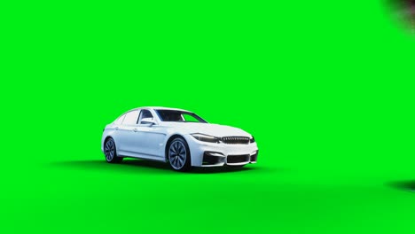 el coche blanco genérico 3d se estrella contra una botella de alcohol. concepto de conductor sobrio. animación en pantalla verde 4k.