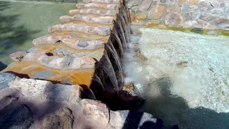 Water-feature-Video-of-Park-in-Spain,-near-Torrevieja-in-Valenciana,-with-several-small-waterfalls-and-pools