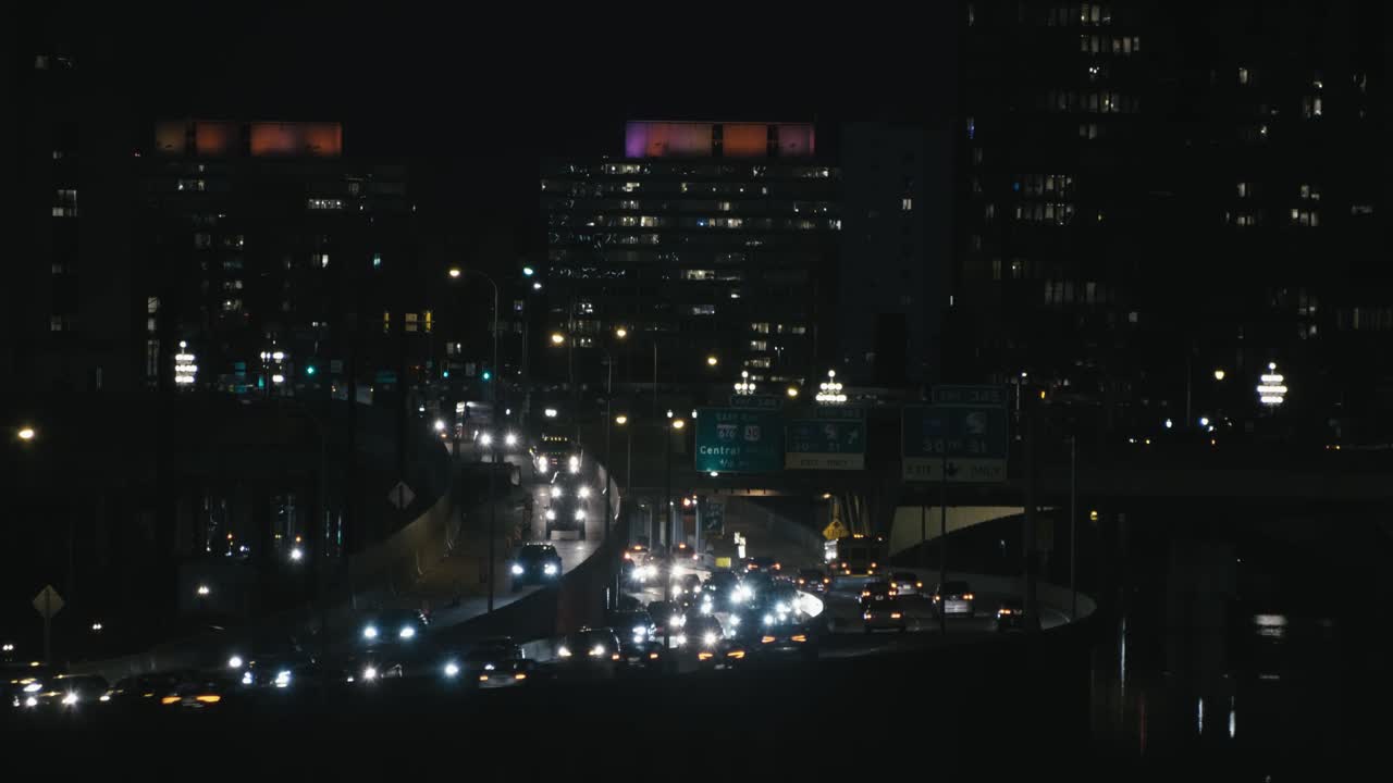 Schuylkill Expressway seen from South Street Bridge, rush hour, 30th street