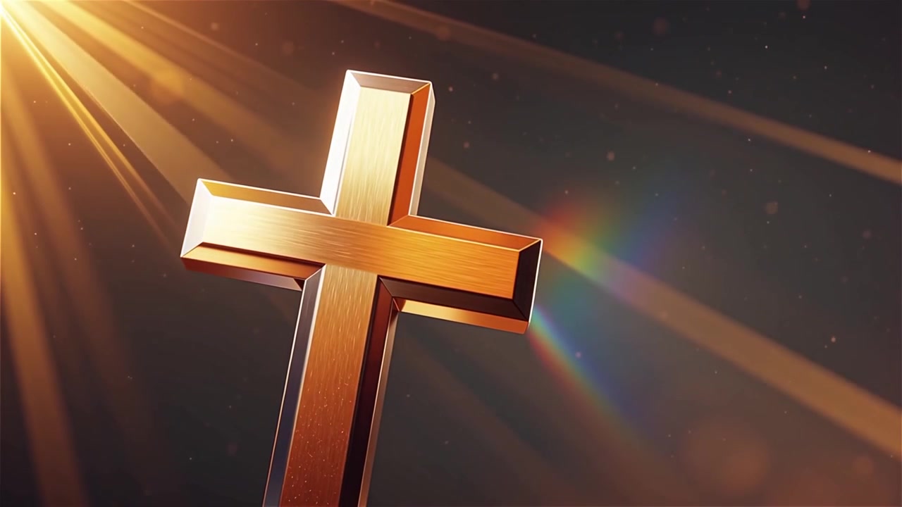 Croce Cristiana Luce Celestiale Sfondo per il Culto.