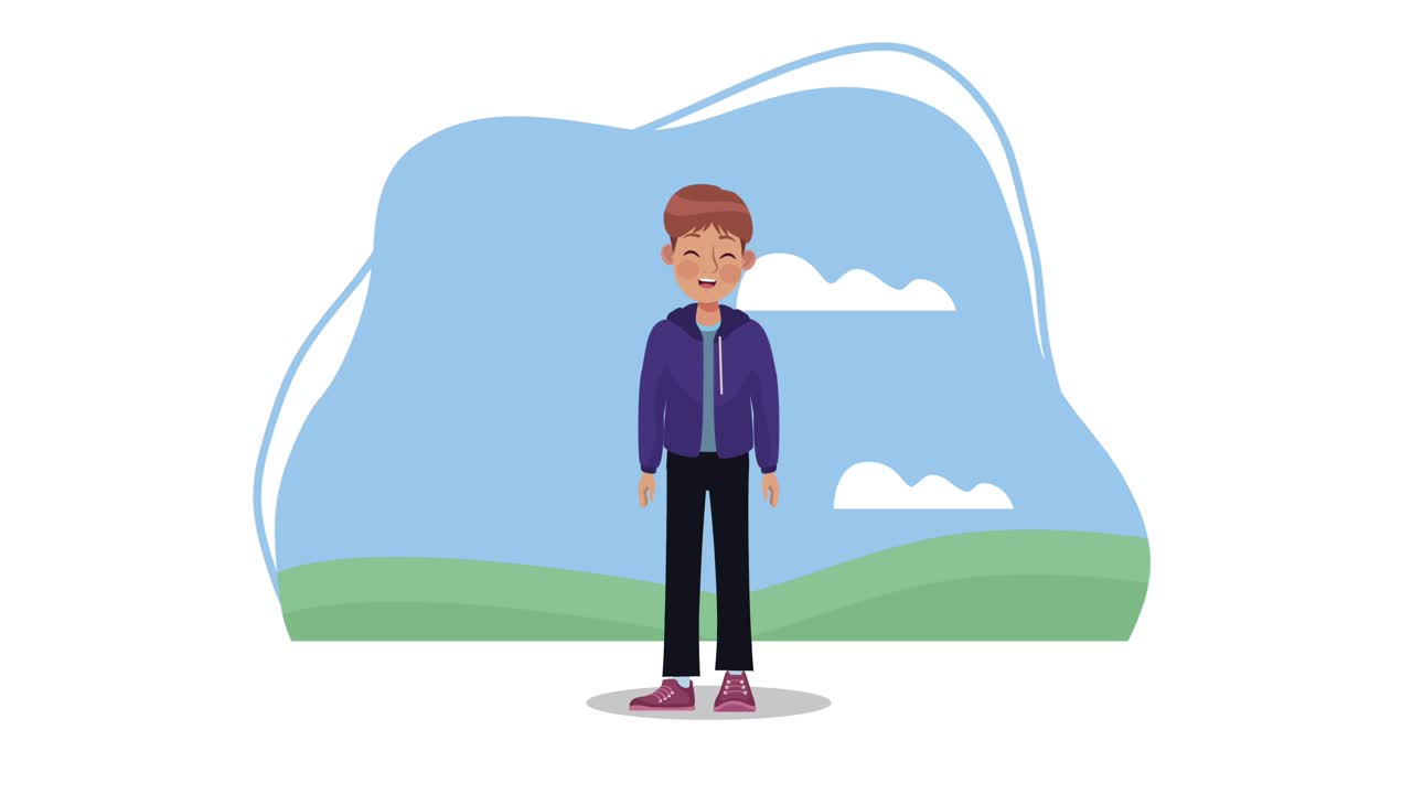 joven empresario de pie animación de personajes