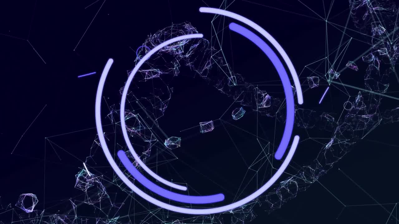 Eye icon against 3D DNA structure spinning