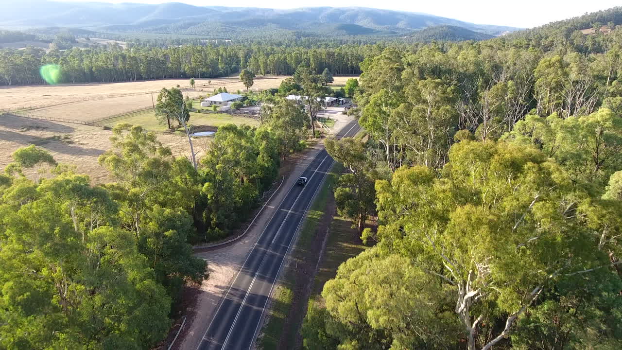 시골길에서 차를 따라가다