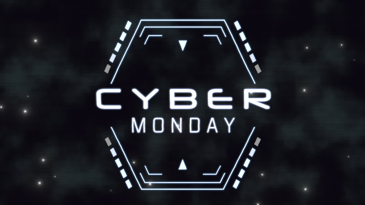 Cyber Monday på skærm med HUD-elementer