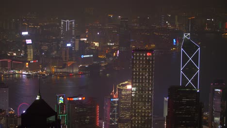 overlooking downtown hong kong at night