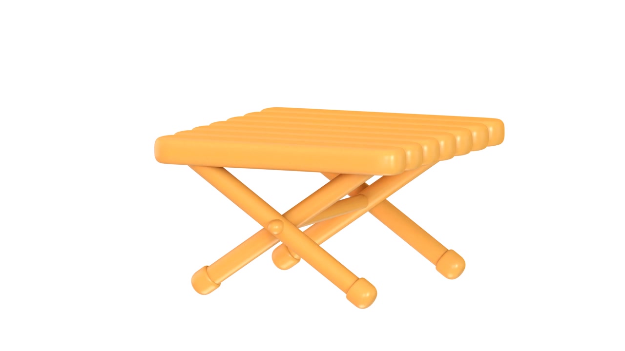 3D Animation of a Rotating Wooden Folding Stool