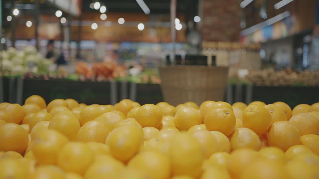 Oranges on Display at a Grocery Store