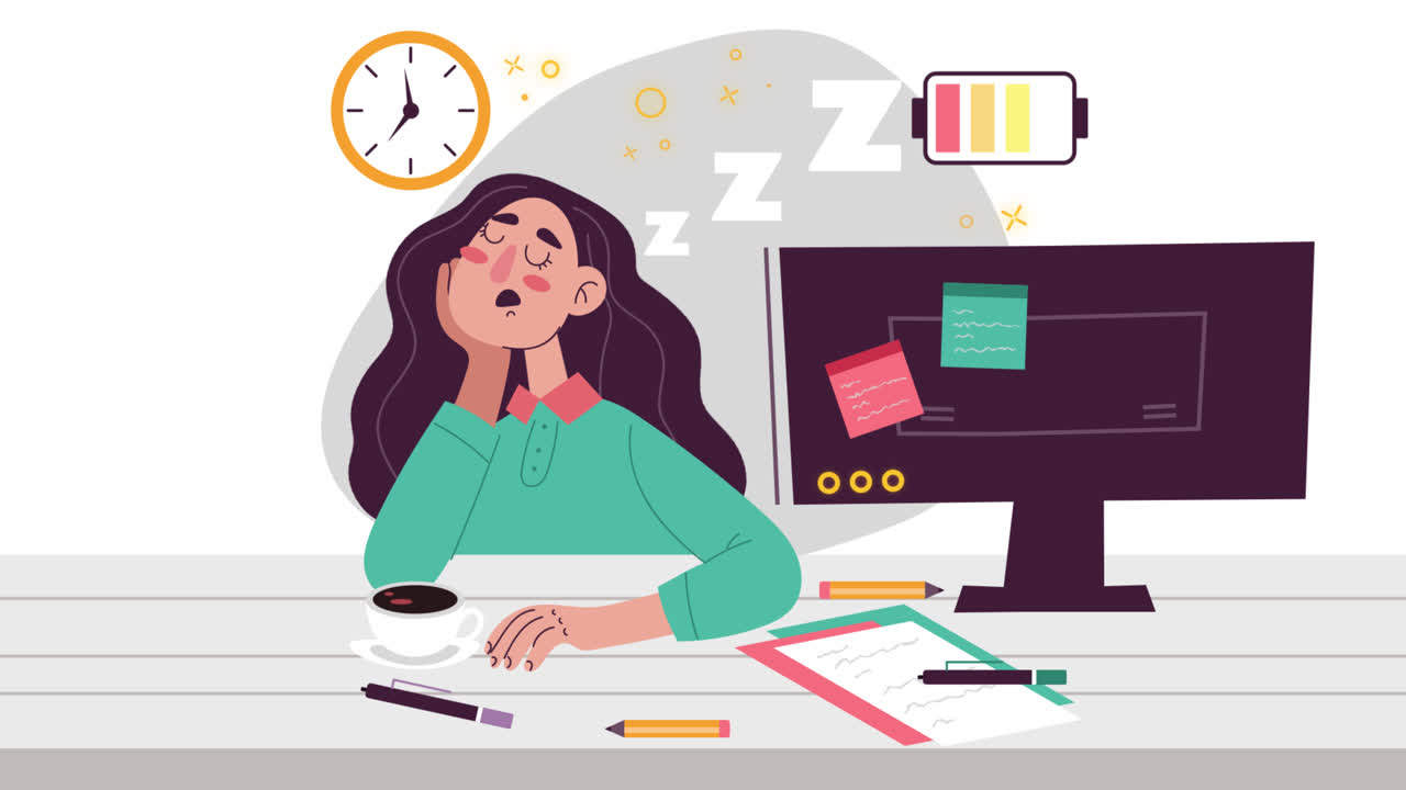 Tired employee at the office