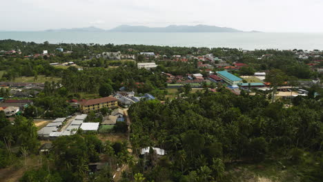 Isla-De-Koh-Samui-Con-Hermosa-Ciudad,-Vista-Aérea