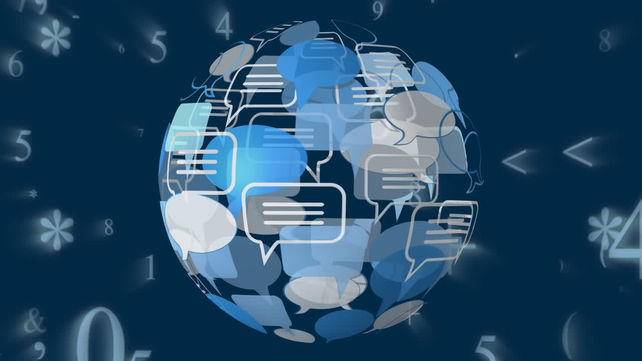 Message bubble icon and binary codes