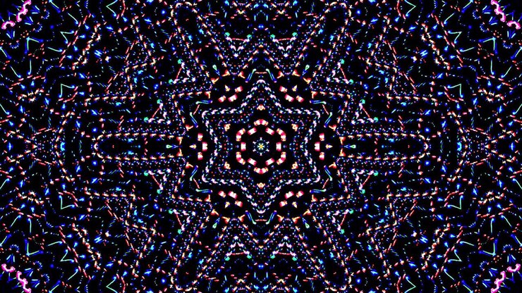 Beautiful abstract kaleidoscope that shines, a radiant light that regulates the subtle movements