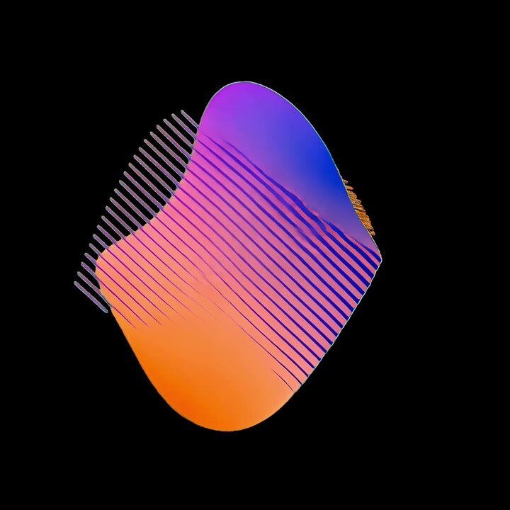 Abstract Gradient Shape with Pulsing Linear Pattern on Black Background