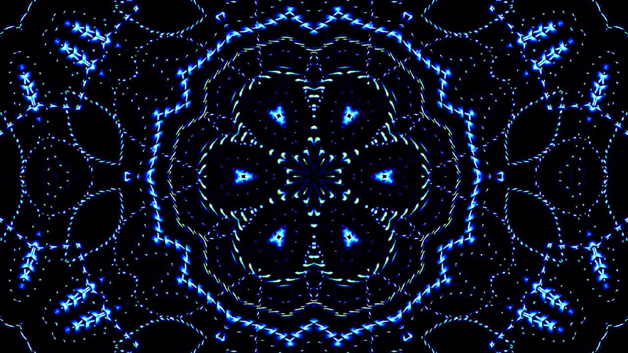 shining bright lines set blue wave motion, colorful, on black background