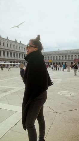 happy woman in venice