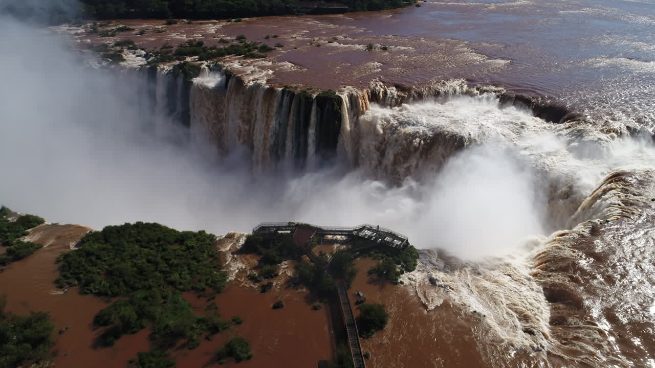 An exhilarating drone's approach to the Devil's Throat viewpoint at Iguazu Falls