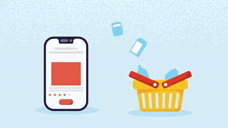 ecommerce app service in smartphone animation