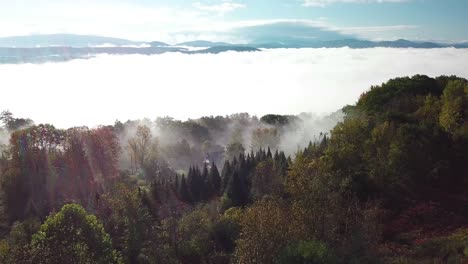 Aerial-over-a-New-Hampshire-countrside-in-the-fog