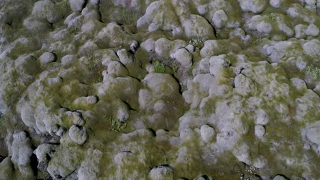 moss covered rocks in iceland with drone video from above