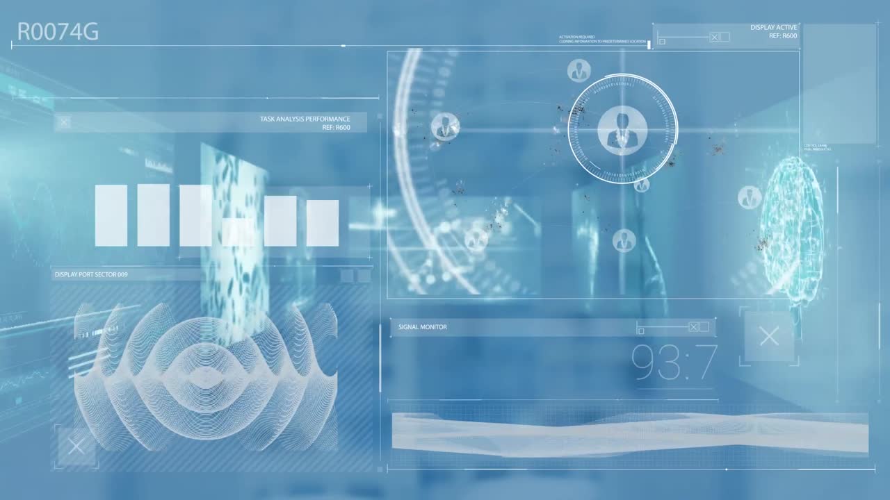 빈 사무실에 대한 인터페이스 데이터 처리의 애니메이션