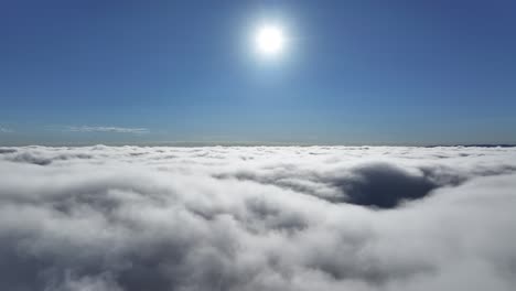 fog morning above the clouds with blue sky